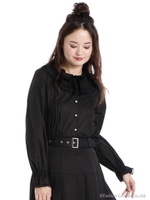 フレア衿ブラウス/ブラック