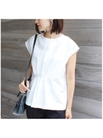 フレンチスリーブタックブラウス/ホワイト