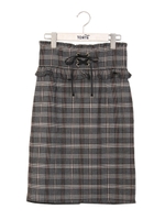 フロントレースアップフリルスカート/ブラックチェック