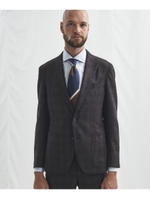 ブラウンチェック フランネルジャケット/ダークブラウン(743)