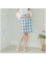 ブロックチェックスカート/ブルー