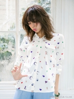 プリントブラウス/White