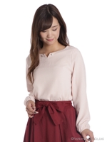 プレミアムウォームお花プリントブラウス/ピンク