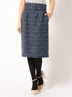 ベルト付ツイードタイトスカート/ネイビー
