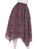 ペイズリーメッシュイレヘムスカート/レッド