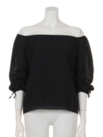 ボリュームスリーブオフショルブラウス/ブラック