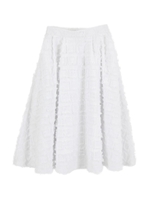 マスフリンジパターンフレアスカート/ホワイト