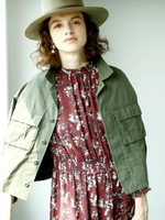 ミリタリーショートジャケット/カーキグリーン