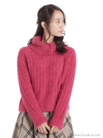 モールフェザーニットオフタートルプルオーバー/チェリーピンク