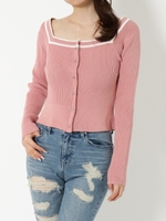 ラインニットトップス/PNK