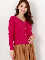 ランダムビジューシャギーカーディガン/赤系