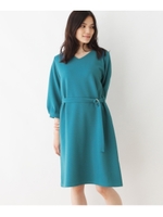 リップルDカンベルト付きワンピース/ブルー(092)