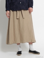 リネンビエラワイルドウォッシュリボンスカート/ベージュ