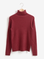 リブタートルネックニット/レッド