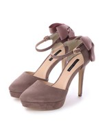 リボン取り外しパンプス/ベージュスエード