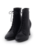 レースアップ太ヒールブーツ/ブラック(019)