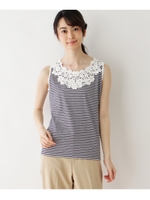 レースコットンタンクトップ/ネイビー(393)