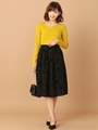 レースフロッキースカート/ブラック