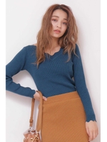 レーヨンナイロンスカラップニット/ブルー(110)