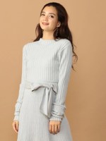 ロングスリーブコンパクトリブトップス/ライトグレー