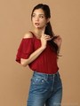 ワンショルダーラッフルカットトップス/ボルドー