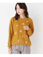 花刺しゅう畦ニット/マスタード(033)