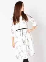 花柄フレアーワンピース/ピンク系