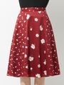 花柄切替フレアスカート/レッド