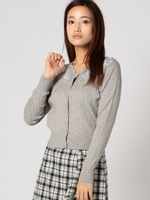衿立体刺繍カーディガン/グレー