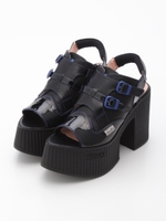 厚底バックベルトサンダル/ブラックコンビ