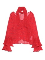 小花柄タイ付きブラウス/RED