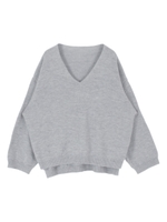深Vネックニットプルオーバー/杢グレー