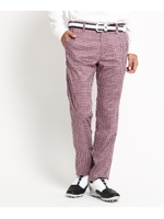 千鳥格子 スエード調 パンツ メンズ/ボルドー(164)