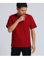 千鳥柄リンクスジャガードカットソー[ メンズ Tシャツ ]/ボルドー(064)