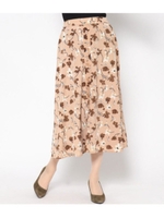 【AULI】 前釦花柄スカート/ベージュ(005)