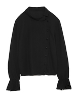 袖デザインシフォンブラウス/BLK