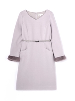 袖ファーブークレーワンピース/ブルーグレー(110)