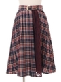 配色チェックプリーツスカート/ボルドー