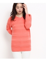 編み柄MIXニットチュニック/ベビーピンク(071)