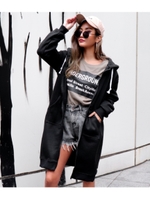 裏起毛ロングパーカー/ブラック(027)