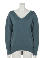 両VドロップショルダーコクーンニットPO/GRN