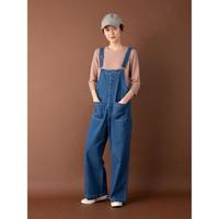 【20%OFF】前ポケットつき比翼サロペット