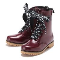 【23%OFF】レースアップロゴリボンブーツ