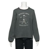 【30%OFF】エッフェルモチーフパイピング裏起毛Tシャツ