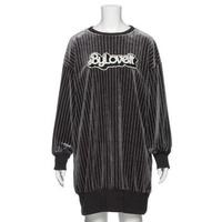 【50%OFF】ストライプ柄ベロアワンピース