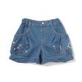 【50%OFF】ロゴ刺しゅう入りデニムショートパンツ