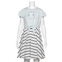 【50%OFF】ロゴ入りオパールTシャツ×ボーダーワンピースセット