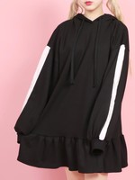 WC/フードフリルスウェットワンピース