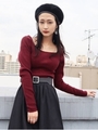 2WAY SHORT RIB KNIT/RED