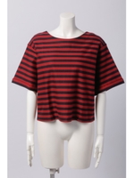 2WAYボーダーカットソー/ボルドー